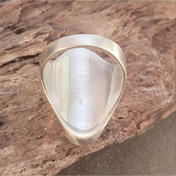 Sterling Contemporary Lapis Thailand Long Oval Statement Ring - Picture 10 of 12